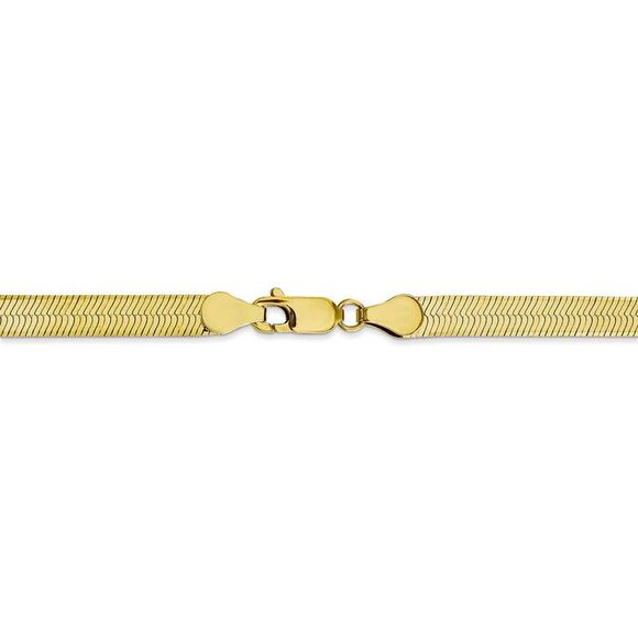 5mm 10k Yellow Gold Solid Herringbone Chain Necklace, 18 Inch